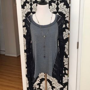 Blue Free People Crochet Top